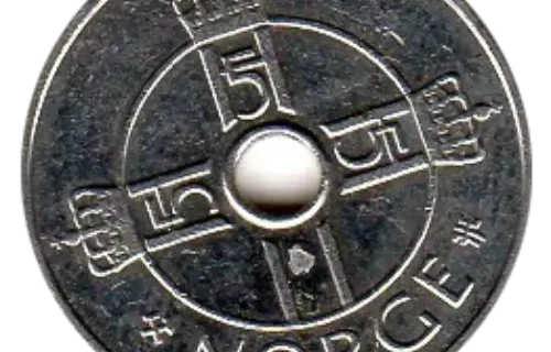 1 Norwegian Krone Coin Obverse First Issued 1997 Accepted For Exchange