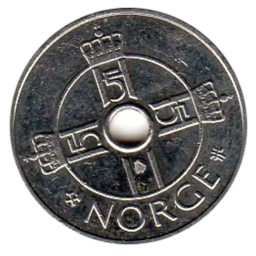 1 Norwegian Krone Coin Obverse First Issued 1997 Accepted For Exchange