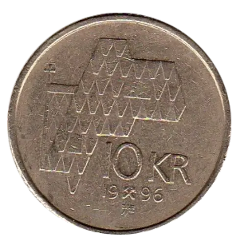 10 Norwegian Krone Coin Obverse First Issued 1995 Accepted For Exchange