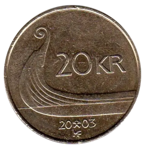 20 Norwegian Krone Coin Obverse First Issued 1994 Accepted For Exchange