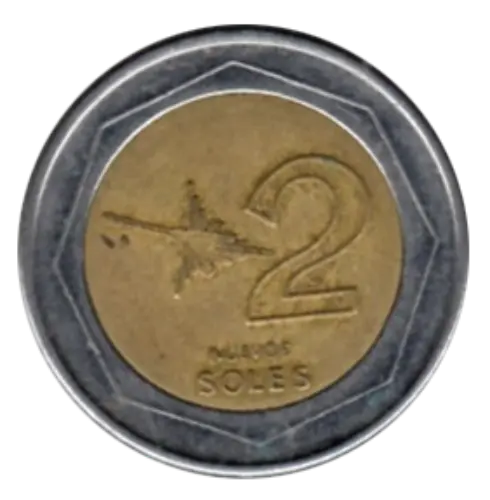 2 Peruvian Sol Coin First Issued 1994 Obverse Accepted For Exchange