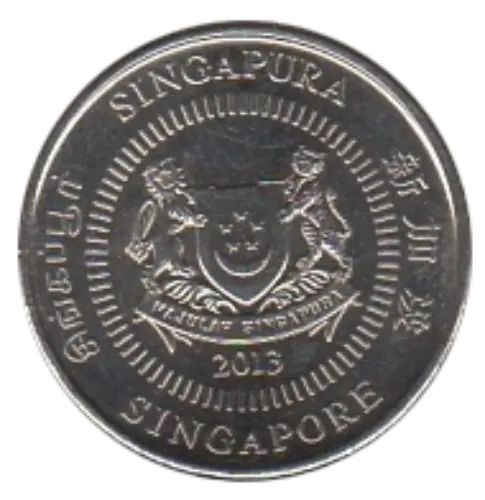50 Cent Singapore Coin (Third Edition) First Issued 2013 Front Accepted For Exchange
