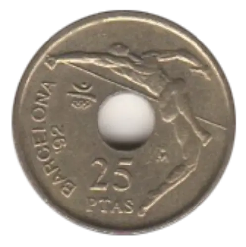 25 Spanish Pesetas First Issued 1990 Obverse Accepted For Exchange