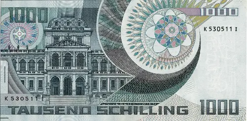 1000 Austrian Schilling banknote (Erwin Schrodinger) Front Accepted For Exchange 1983