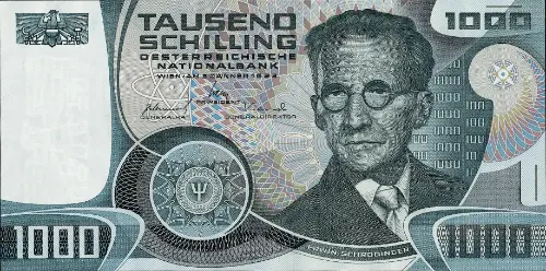 1000 Austrian Schilling banknote (Erwin Schrodinger) Front Accepted For Exchange 1983