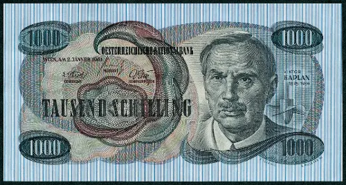 Austrian 1000 Schilling Banknote (Viktor Kaplan) Front Issued 1961