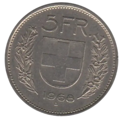 5 Swiss Francs First Issued 1931 Front Accepted For Exchange