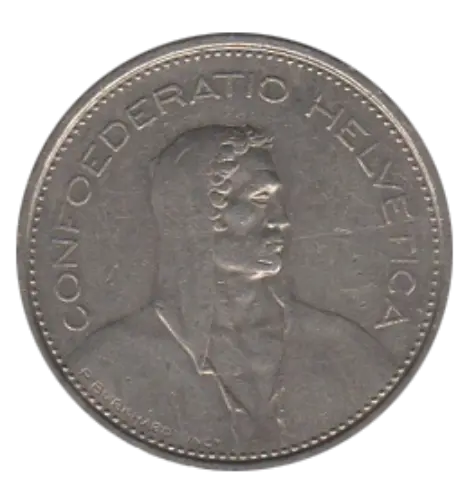 5 Swiss Francs First Issued 1931 Front Accepted For Exchange