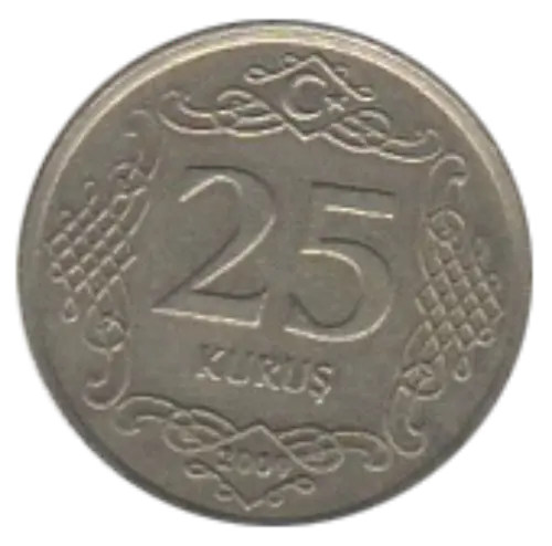 25 Turkish Kurus First Issued 2009 Obverse Accepted For Exchange