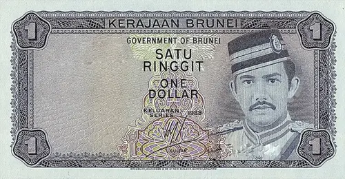 Brunei 1 Ringgit Banknote Front Issued 1989 Accepted For Exchange