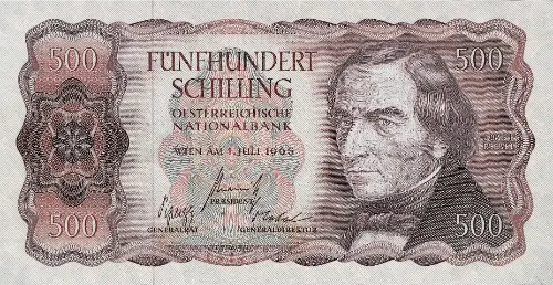 Austrian 500 Schilling (Joseph Ressel) Front Accepted for Exchange 1965