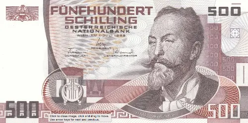 Austrian 500 Schilling (Otto Wagner) Front Accepted for Exchange 1985