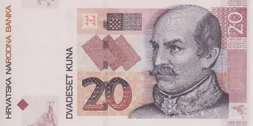 Croatian 20 Kuna Banknote Front Issued 2001 Accepted For Exchange
