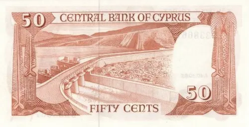 Cypriot 50 Cent Banknote Front Issued 1983 Accepted For Exchange