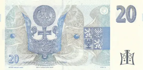 Czech Republic 20 Korun Banknote Front Issued 1994 Accepted For Exchange