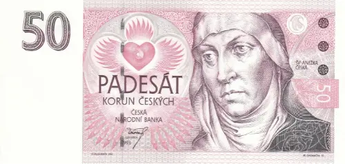 Czech Republic 50 Korun Banknote Front Issued 1993 Accepted For Exchange