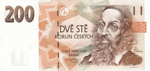 Czech Republic 200 Korun Banknote Front Issued 1998 Accepted For Exchange