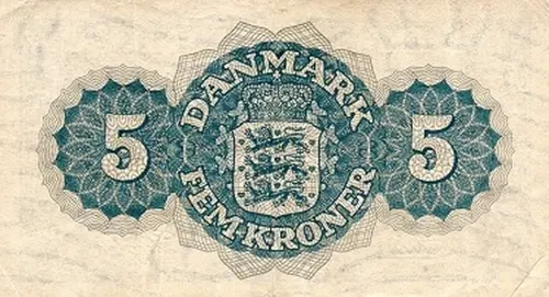 Danish 5 Kroner Banknote Front Issued 1950 Accepted For Exchange