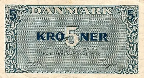Danish 5 Kroner Banknote Front Issued 1950 Accepted For Exchange