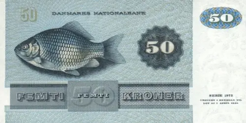 Danish 50 Kroner Banknote Front Issued 1975 Accepted For Exchange