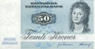 Danish 50 Kroner Banknote Front Issued 1975 Accepted For Exchange