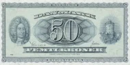 Danish 50 Kroner Banknote Front Issued 1957 Accepted For Exchange