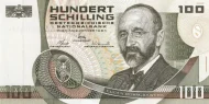 100 Austrian Schilling banknote (Eugen Bohm Ritter von Bawerk) Front Accepted For Exchange 1984