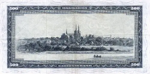 Danish 500 Kroner Banknote Front Issued 1965 Accepted For Exchange