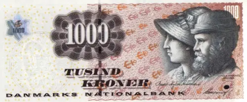 Danish 1000 Kroner Banknote Front Issued 2004 Accepted For Exchange For Exchange