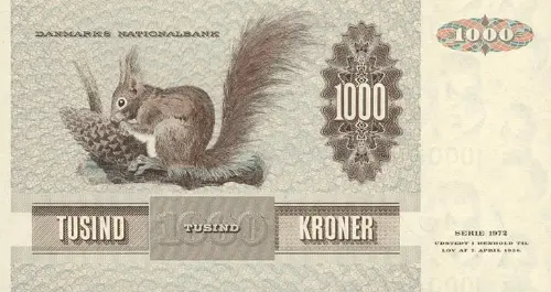 Danish 1000 Kroner Banknote Front Issued 1980 Accepted For Exchange