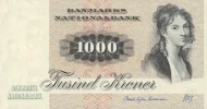 Danish 1000 Kroner Banknote Front Issued 1980 Accepted For Exchange