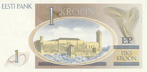 Estonian 1 kroon Banknote Front Issued 1992 Accepted For Exchange