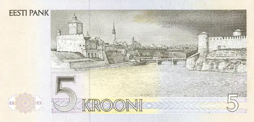 Estonian 5 kroon Banknote Front Issued 1991 Accepted For Exchange