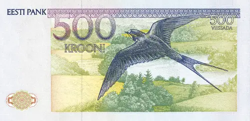 Estonian 500 kroon Banknote Front Issued 1991 Accepted For Exchange