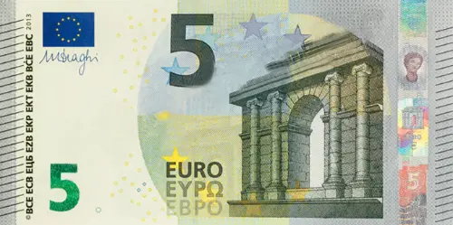European 5 Euro Banknote Front Issued 2013 Accepted For Exchange
