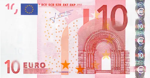European 10 Euro Banknote Front Issued 2002 Accepted For Exchange