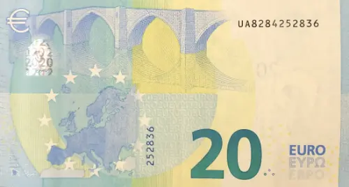 European 20 Euro Banknote Front Issued 2015 Accepted For Exchange