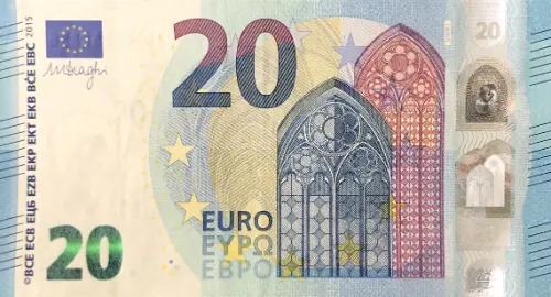 European 20 Euro Banknote Front Issued 2015 Accepted For Exchange