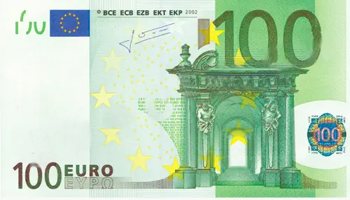 European 100 Euro Banknote Front Issued 2002 Accepted For Exchange