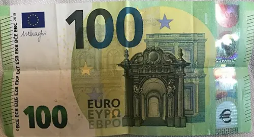 European 100 Euro Banknote Front Issued 2019 Accepted For Exchange