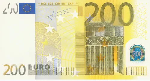 European 200 Euro Banknote Front Issued 2002 Accepted For Exchange