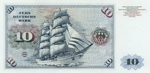 German 10 Deutsche Mark Banknote Front Issued 1960 Accepted For Exchange