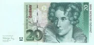 German 20 Deutsche Mark Banknote Front Issued 1991 Accepted For Exchange