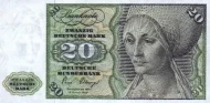 German 20 Deutsche Mark Banknote Front Issued 1980 Accepted For Exchange