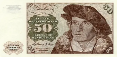 German 50 Deutsche Mark Banknote Front Issued 1960 Accepted For Exchange