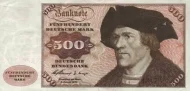 German 500 Deutsche Mark Banknote Front Issued 1960 Accepted For Exchange