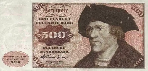 German 500 Deutsche Mark Banknote Front Issued 1960 Accepted For Exchange