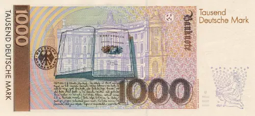 German 1000 Deutsche Mark Banknote Front Issued 1991 Accepted For Exchange