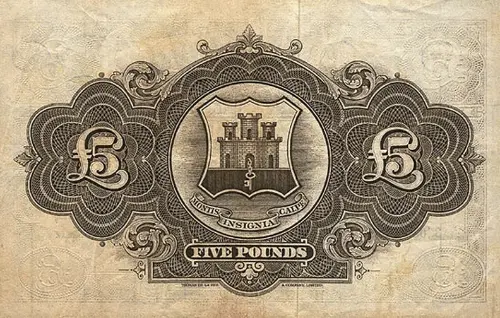 Gibraltar 5 Pound Banknote Front Issued 1958 Accepted For Exchange