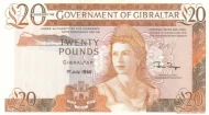 Gibraltar 20 Pound Banknote Front Issued 1986 Accepted For Exchange